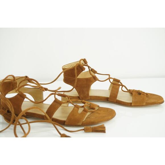 Stuart Weitzman The Romanflat Ankle Strap Flat Sandals Size 7 Gladiator $455 - Picture 6 of 12
